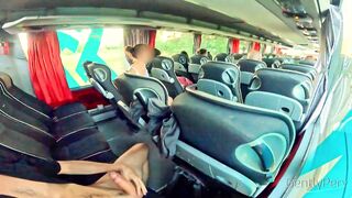 PUBLIC BUS ADVENTURE: I show my hard cock to a sexy cutie lady...she can't resist.