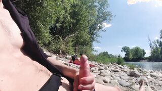 PUBLIC BEACH HANDJOB: a cute nasty girl makes me cum