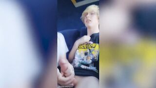Cute Teen Femboy Gives Blowjob to Twink on Bus in PUBLIC (THEY CUM) hehe X3
