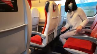 Public dick flash in the train ended up with risky handjob and blowjob from a stranger. Got caught.
