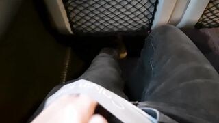 Public dick flash in the train ended up with risky handjob and blowjob from a stranger. Got caught.