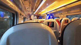 Public dick flash in the train ended up with risky handjob and blowjob from a stranger. Got caught.