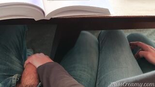 Teacher jerks off a student's cock in university class until he cums - MissCreamy