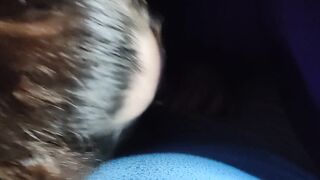 Step mom secretly sucks son cock during movie night Dad left the room