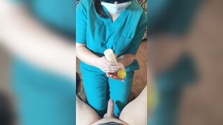 REAL sperm bank nurse in Miami helps her patients cum. Tells him "hurry up! I have other patients"