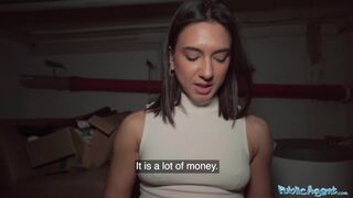Public Agent Beautiful Brunette Biology Student Cums Over a Stranger Cock